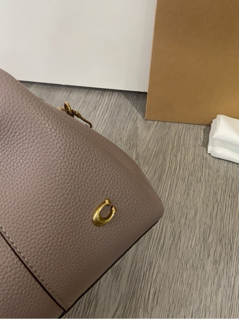 Coach Grey Lana Mini Bucket Bag Leather Crossbody - Picture 5 of 9